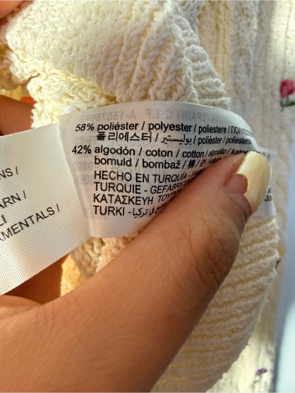 Zara Cream Knit Cardigan with Tiny Flower Embroidery size S - Picture 8 of 8